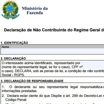 Isenção de IPI | Declaração de Não Contribuinte – RGPS