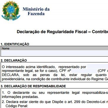 Isenção de IPI | Declaração de Regularidade Fiscal