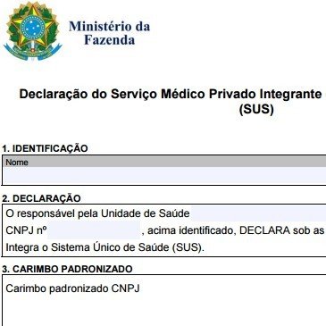 Isenção de IPI | Declaração do Serviço Médico Privado