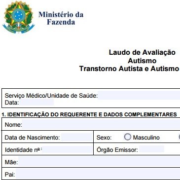 Isenção de IPI | Laudo de Avaliação Autismo Transtorno Autista e Autismo Atípico