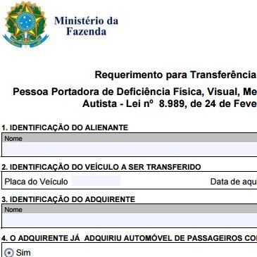 Requerimento para Transferência de Veículo